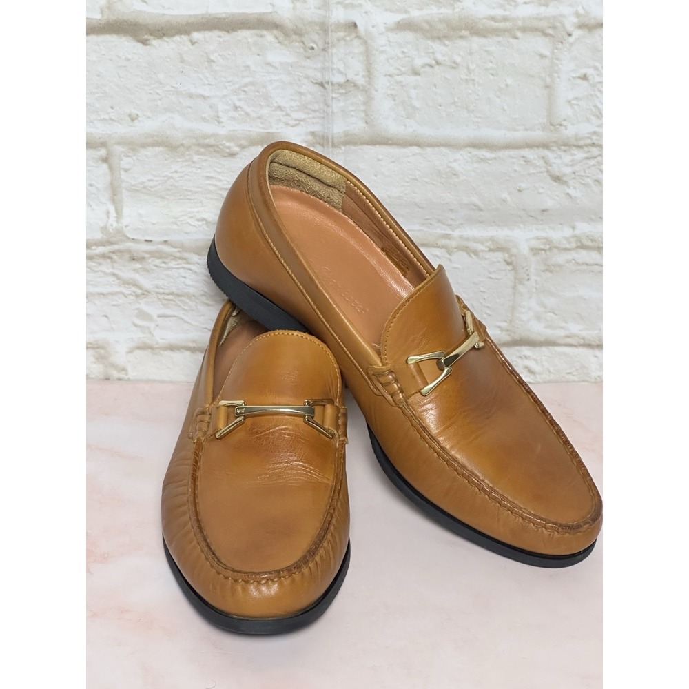 Wolf & Sheppard Boy's/Men's Leather Tan Preppy Loafer with Buckle Size (6) - Picture 8 of 16